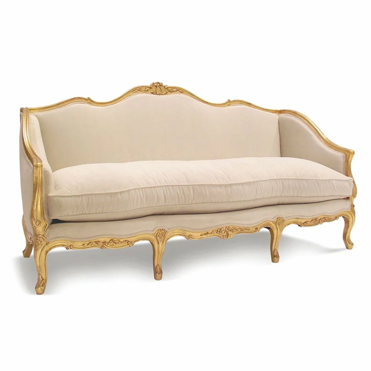 Casa Padrino sof¨¢ barroco de lujo para hotel y sal¨®n beige / oro 195 cm - Hecho en Italia