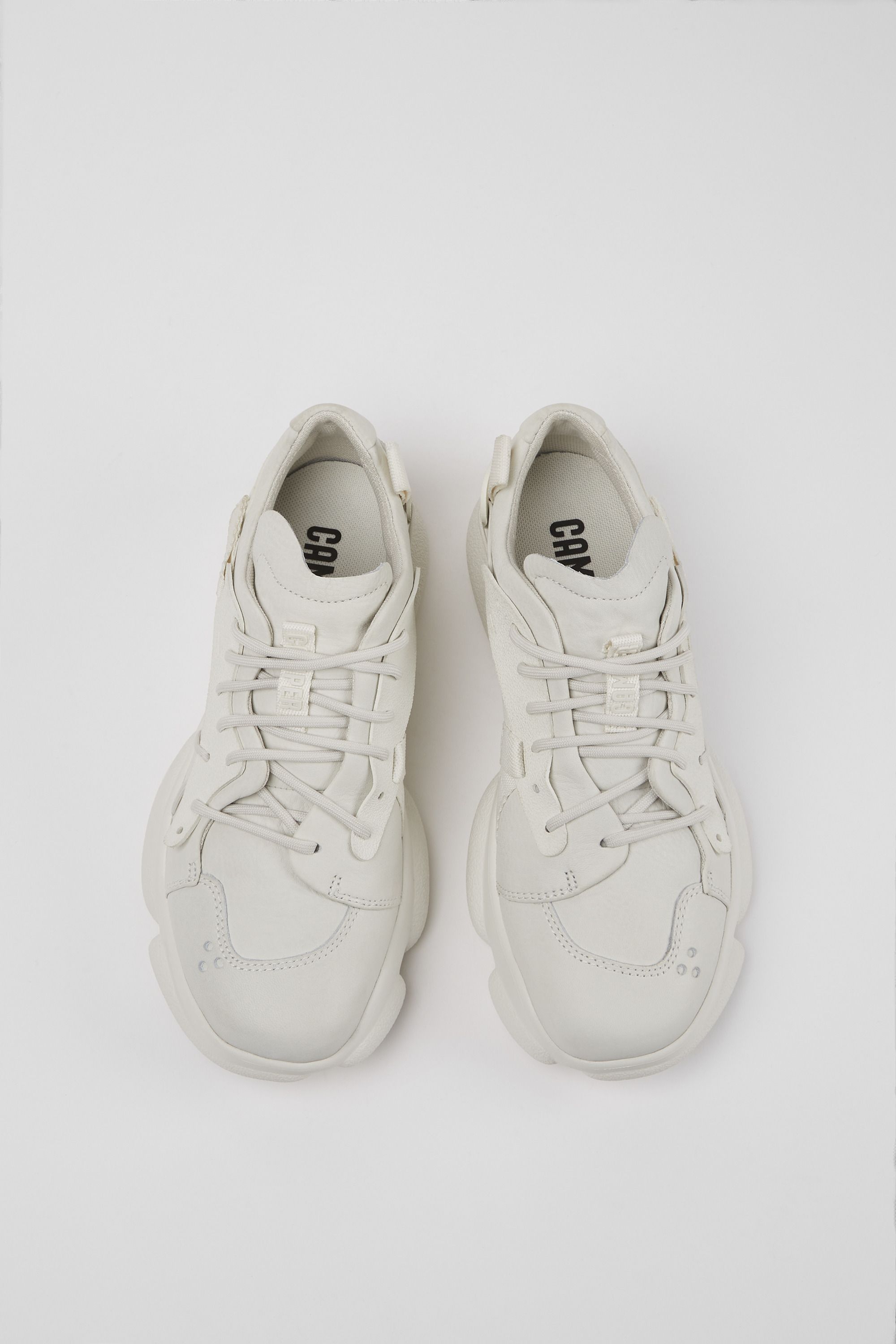 Karst - White non-dyed leather sneakers for women