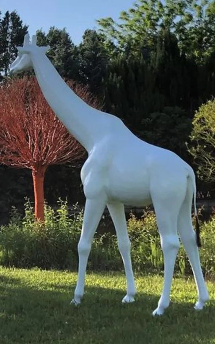 Casa Padrino escultura decorativa de diseño jirafa blanca A. 320 cm - Figura decorativa enorme - Figura de animal de tamaño natural - Figura de decoración de jardín resistente a la intemperie Escultura XXL