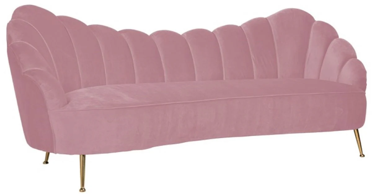 Casa Padrino sof¨¢ de terciopelo de lujo rosa / oro 230 x 94 x A. 90 cm - Sof¨¢ de sal¨®n con tela de terciopelo fino - Muebles de sal¨®n - Muebles de lujo - Interiores de sal¨®n - Interiores de lujo