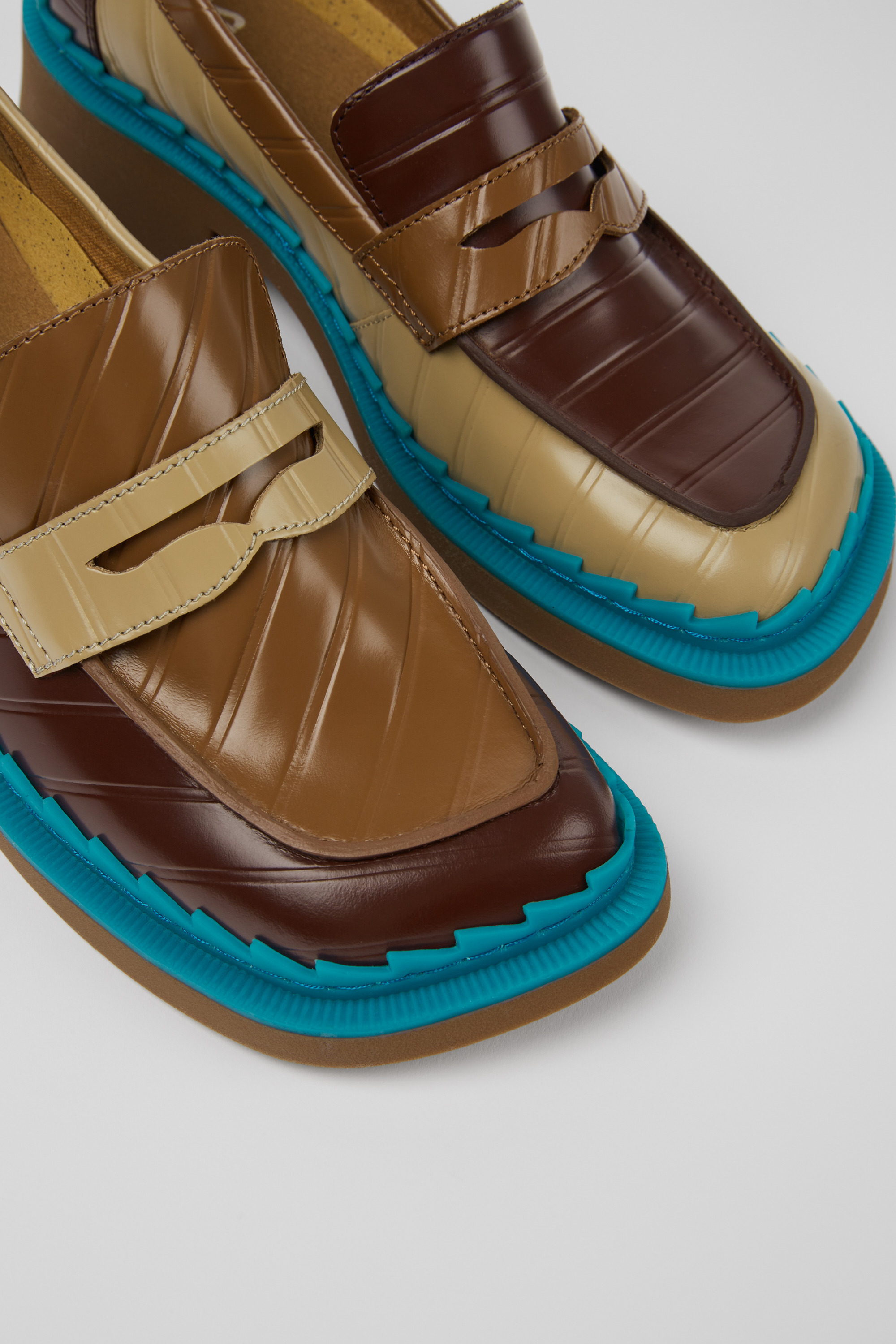 Twins - Multicolored leather loafers for women