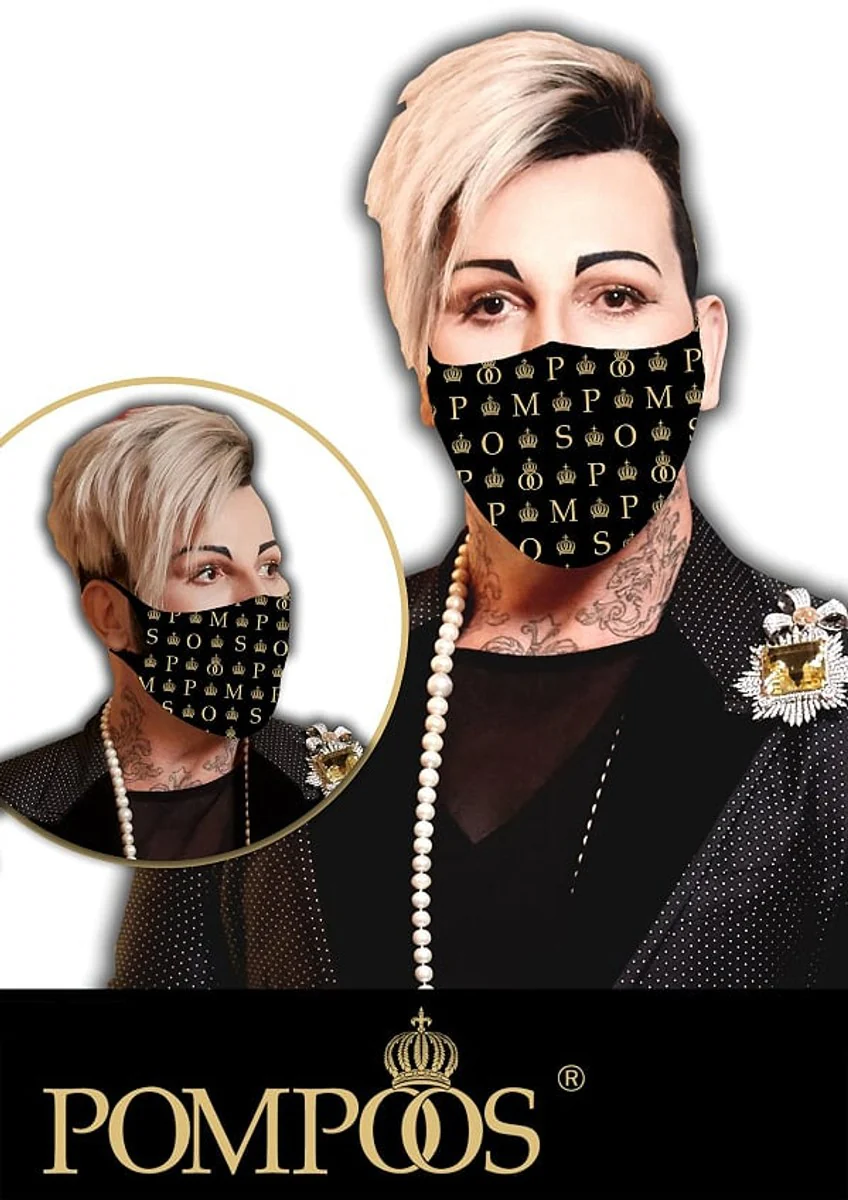 Gl??ckler POMP??S Mund- und Nasenmaske - Allover Pomp??s -