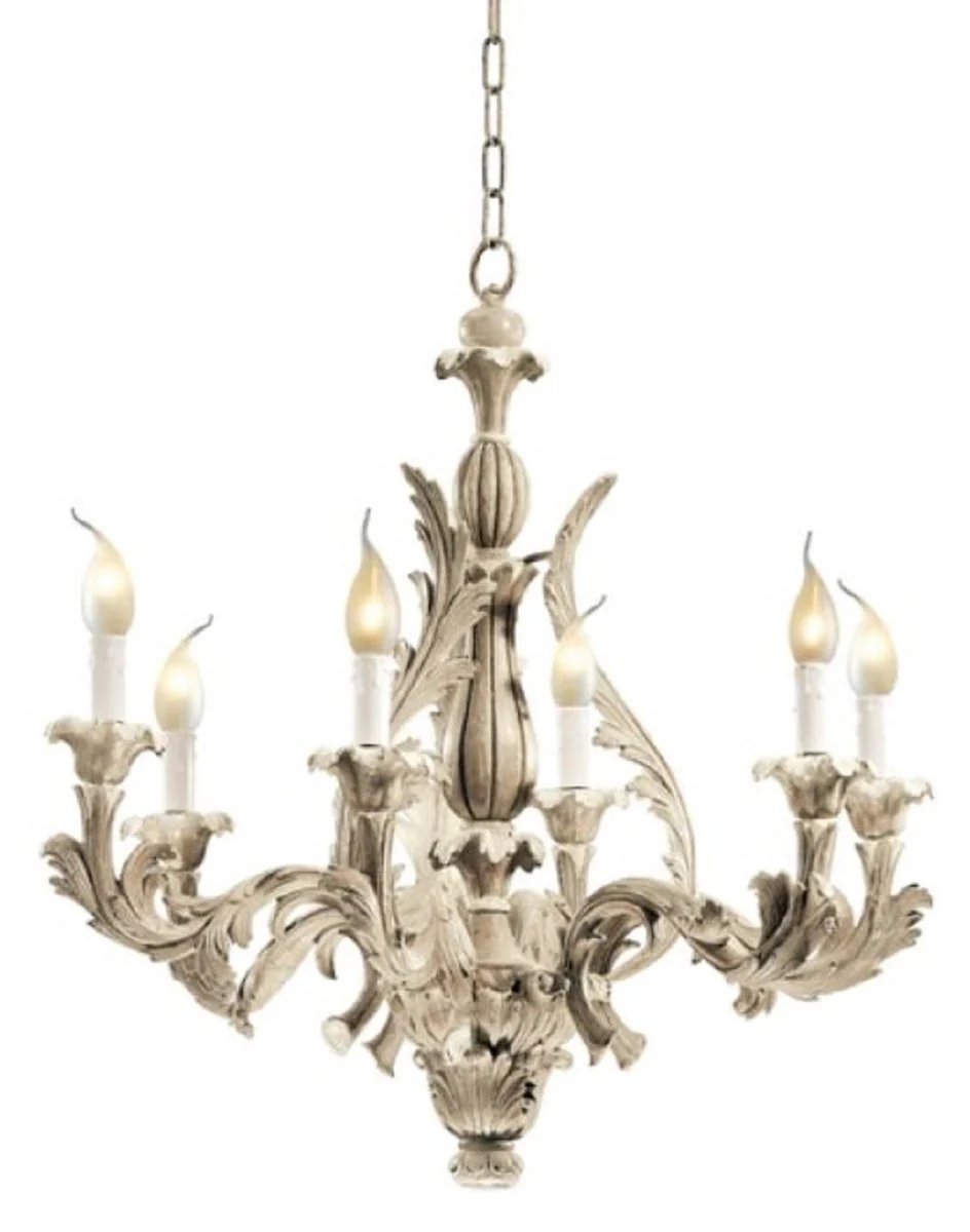 Casa Padrino araña de luces barroco de lujo gris antiguo Ø 74 x A. 69 cm - Magnífica lámpara de araña de salón de estilo barroco - Calidad de lujo - Hecho en Italia