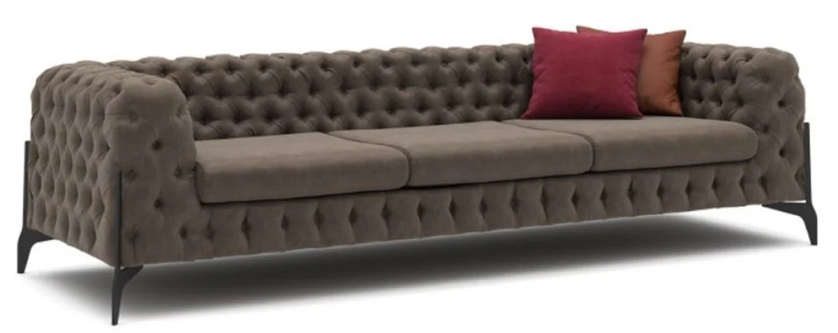 Casa Padrino Sof¨¢ Chesterfield de Lujo Gris / Negro 269 x 91 x A. 62 cm - Sof¨¢ de Sala de Estar - Muebles de Sala de Estar Chesterfield