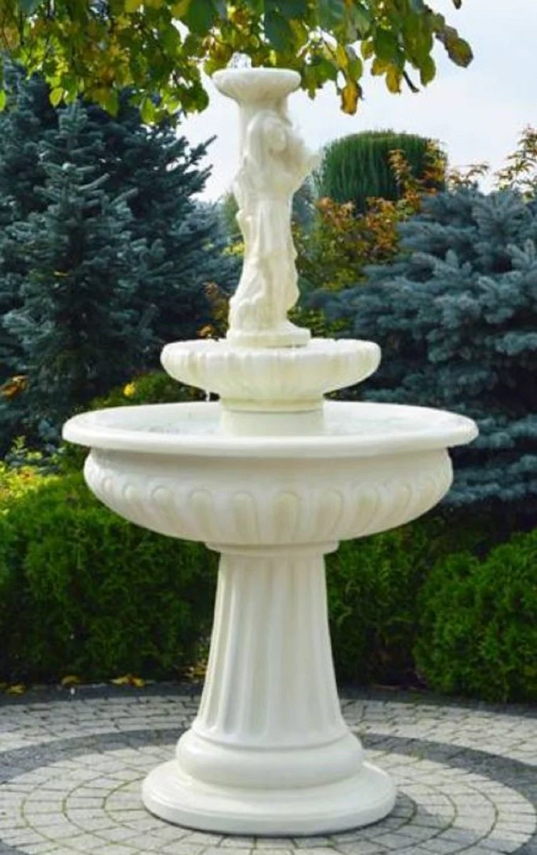 Casa Padrino fuente Art Nouveau dama blanco Ø 94 x A. 164 cm - Magnífica Fuente de Jardín - Fuente de Decoración de Jardín - Accesorios de Decoración de Jardín Barroco y Art Nouveau