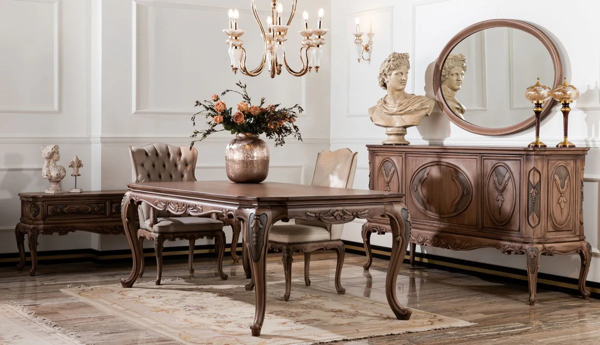 Casa Padrino espejo barroco de lujo marr¨®n - Espejo de pared ovalado de madera maciza en estilo barroco - Muebles Barrocos