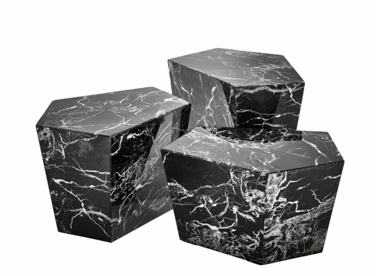 Casa Padrino Art Deco luxury coffee table faux marble set of 3 - living room coffee table - Luxury Table