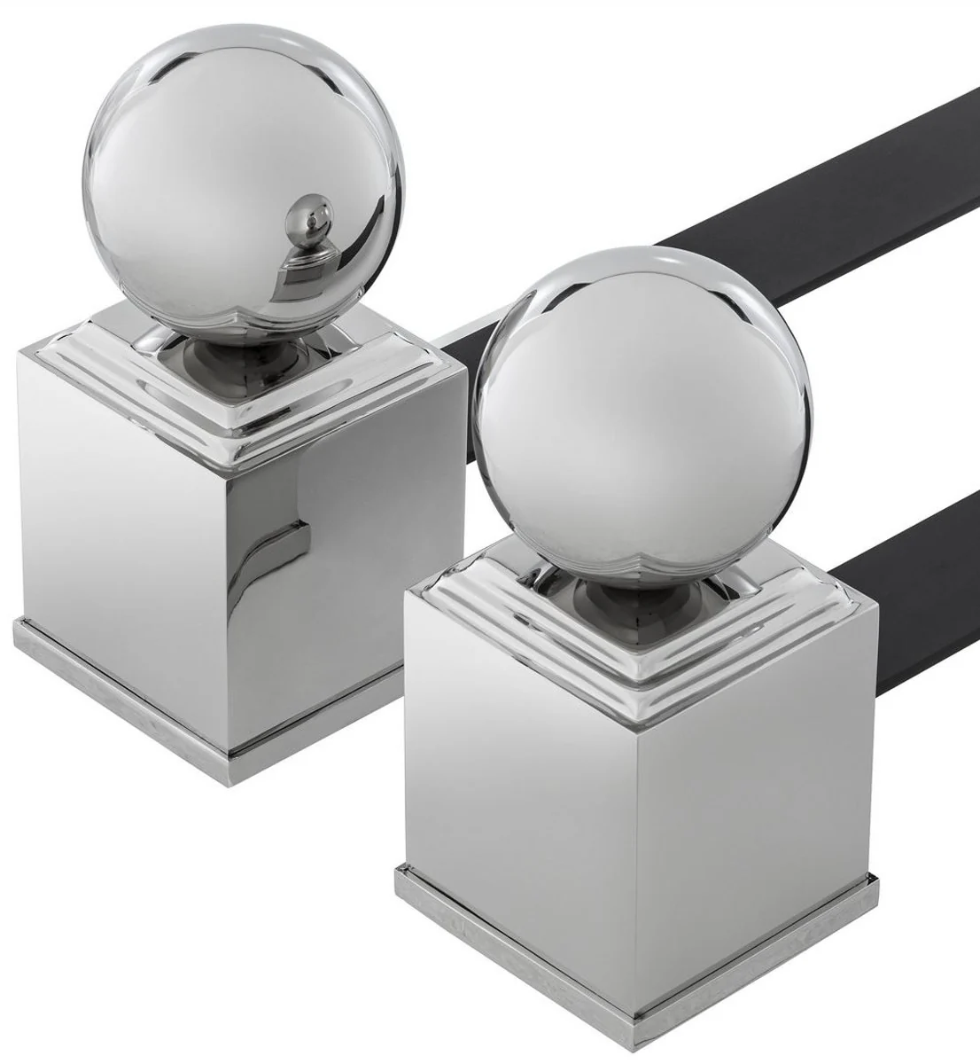 Casa Padrino conjunto de morillos de lujo plata / negro 52 x 12,5 x A. 27 cm - Accesorios para Chimeneas - Colecci¨®n de Lujo