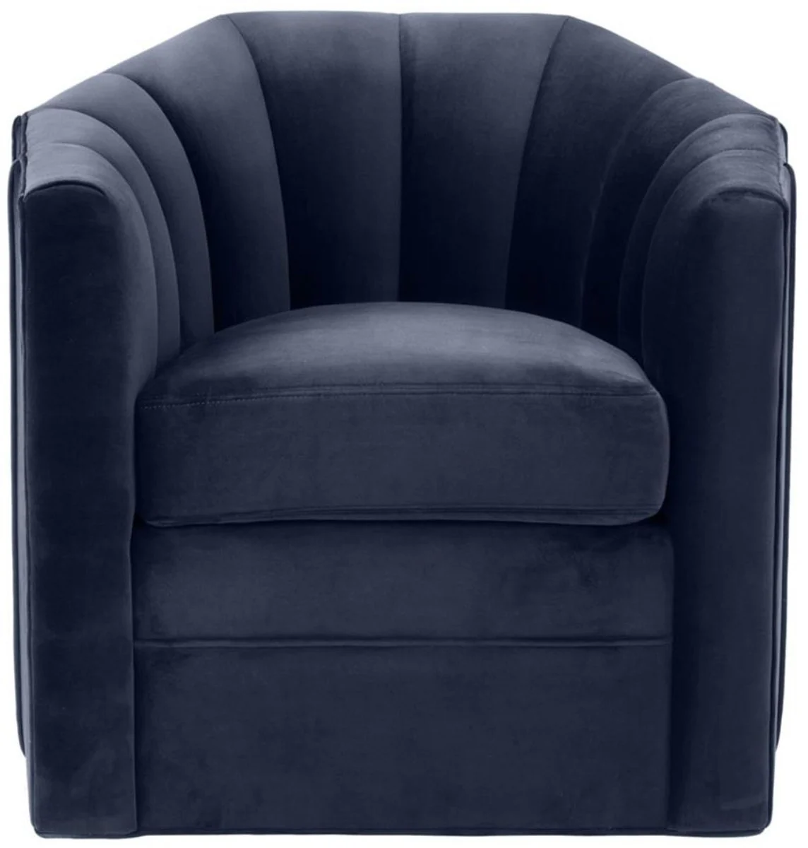 Casa Padrino sillón giratorio de lujo azul de medianoche 84 x 85 x H. 77 cm - Sillón de Sala de Estar