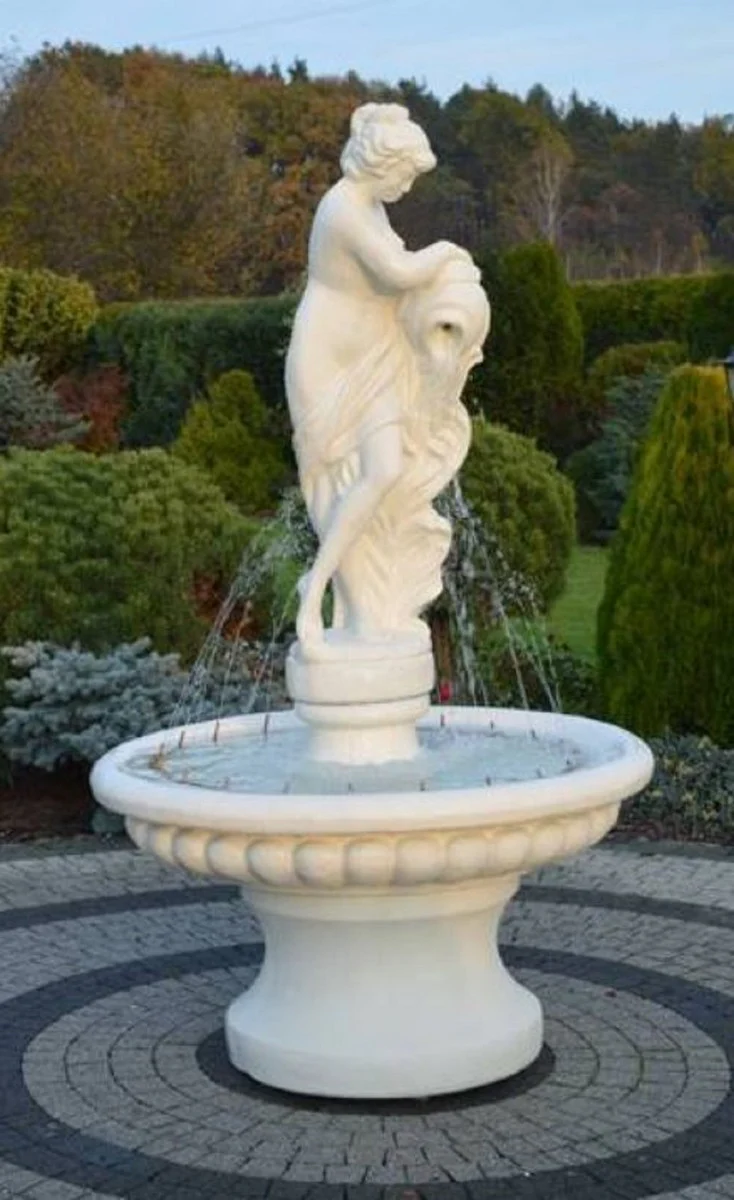 Casa Padrino fuente barroco blanco ? 120 x A. 196 cm - Magn¨ªfica fuente de jard¨ªn de estilo barroco - Fuente redonda de piedra para decoraci¨®n de jard¨ªn - Accesorios de decoraci¨®n de jard¨ªn barroco