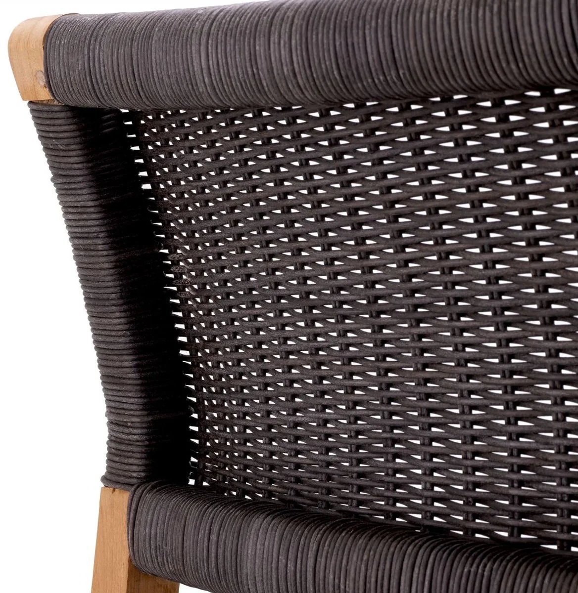 Casa Padrino Silla de Comedor de Teca de Lujo Natural / Negro 48 x 58 x A. 78,5 cm - Silla de Jard¨ªn - Muebles de Jard¨ªn - Muebles de Comedor - Muebles de Teca de Lujo