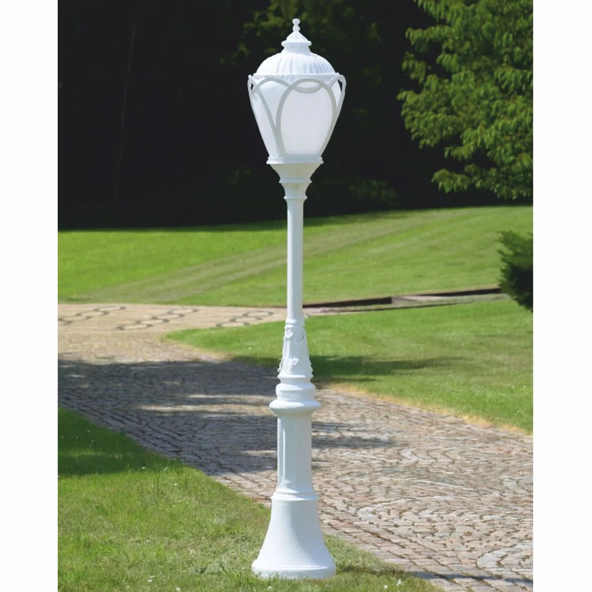 Casa Padrino linterna de jard¨ªn Art Nouveau blanco A. 389,5 cm - Iluminaci¨®n exterior