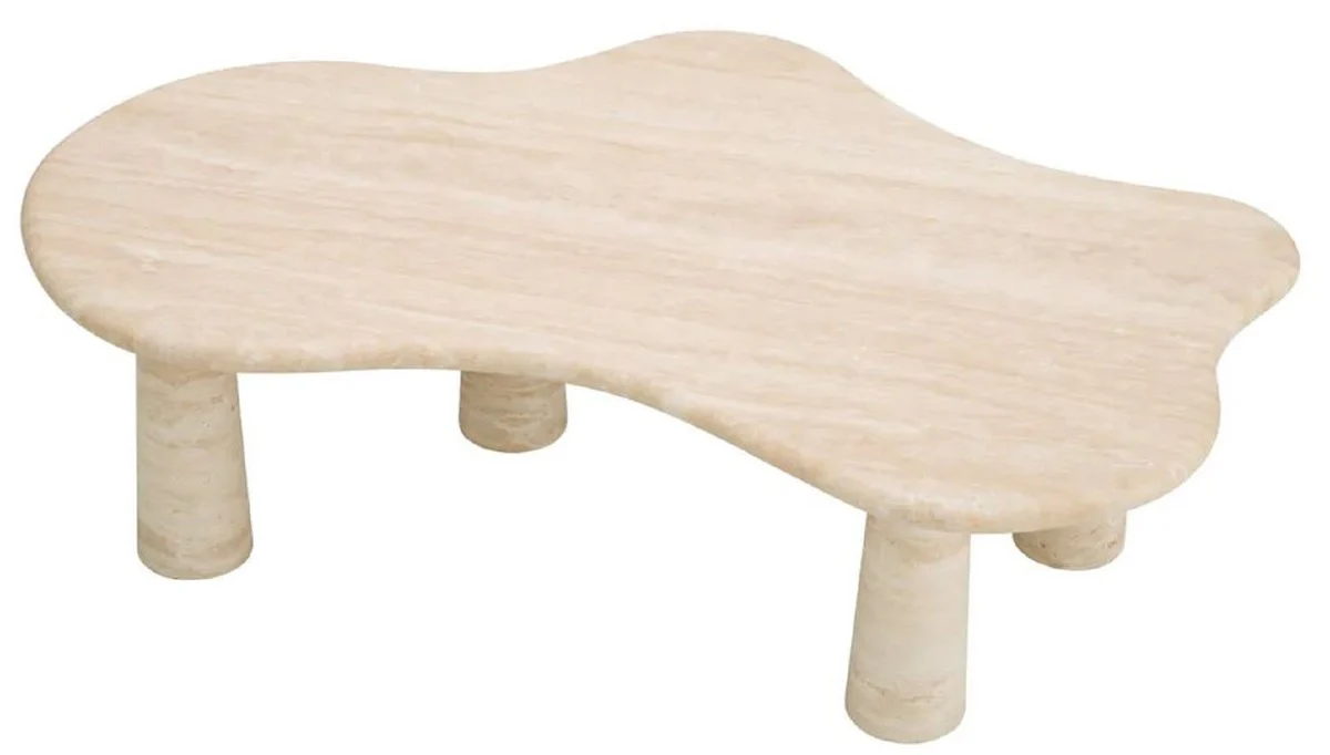 Casa Padrino mesa de centro de lujo beige 116 x 73 x A. 34 cm - Mesa de sal¨®n de piedra natural travertino - Muebles de sal¨®n - Muebles de travertino - Muebles de lujo - Interiores de lujo