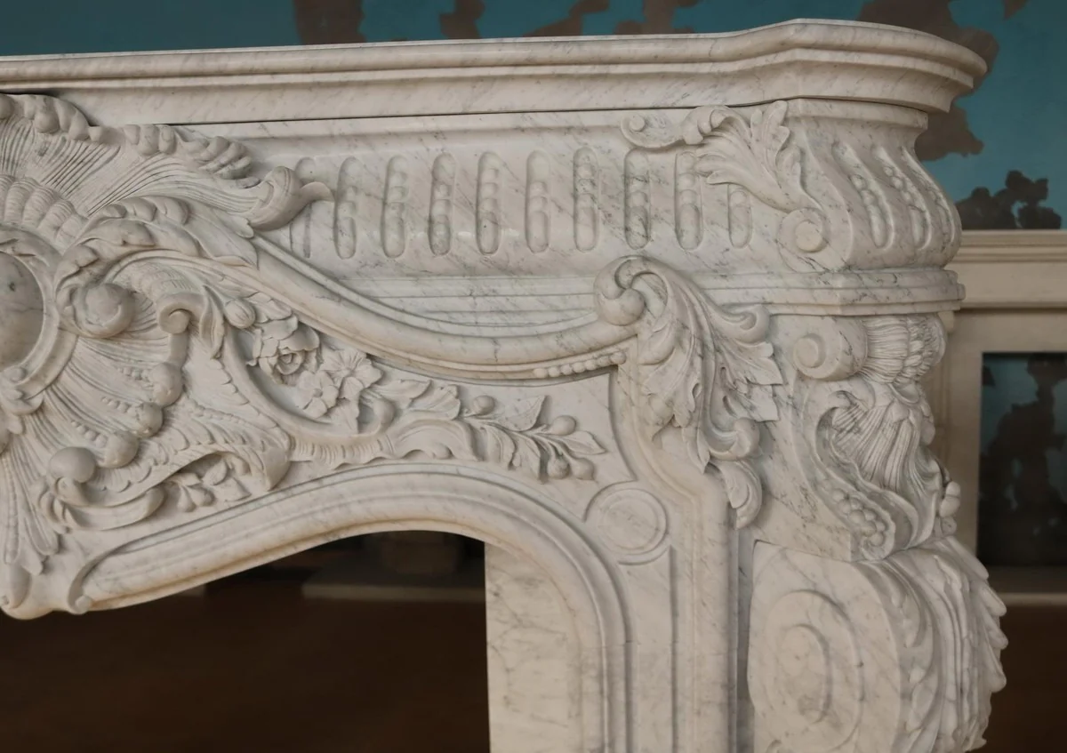 Casa Padrino marco de chimenea de m¨¢rmol barroco de lujo blanco 200 x A. 160 cm