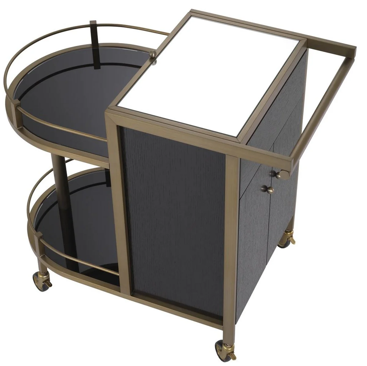 Casa Padrino carrito de servicio de lujo negro / lat¨®n 88 x 50 x A. 78 cm - Carrito gastron¨®mico restaurante hotel - Accesorios gastron¨®mico restaurante hotel lujo - Muebles de lujo