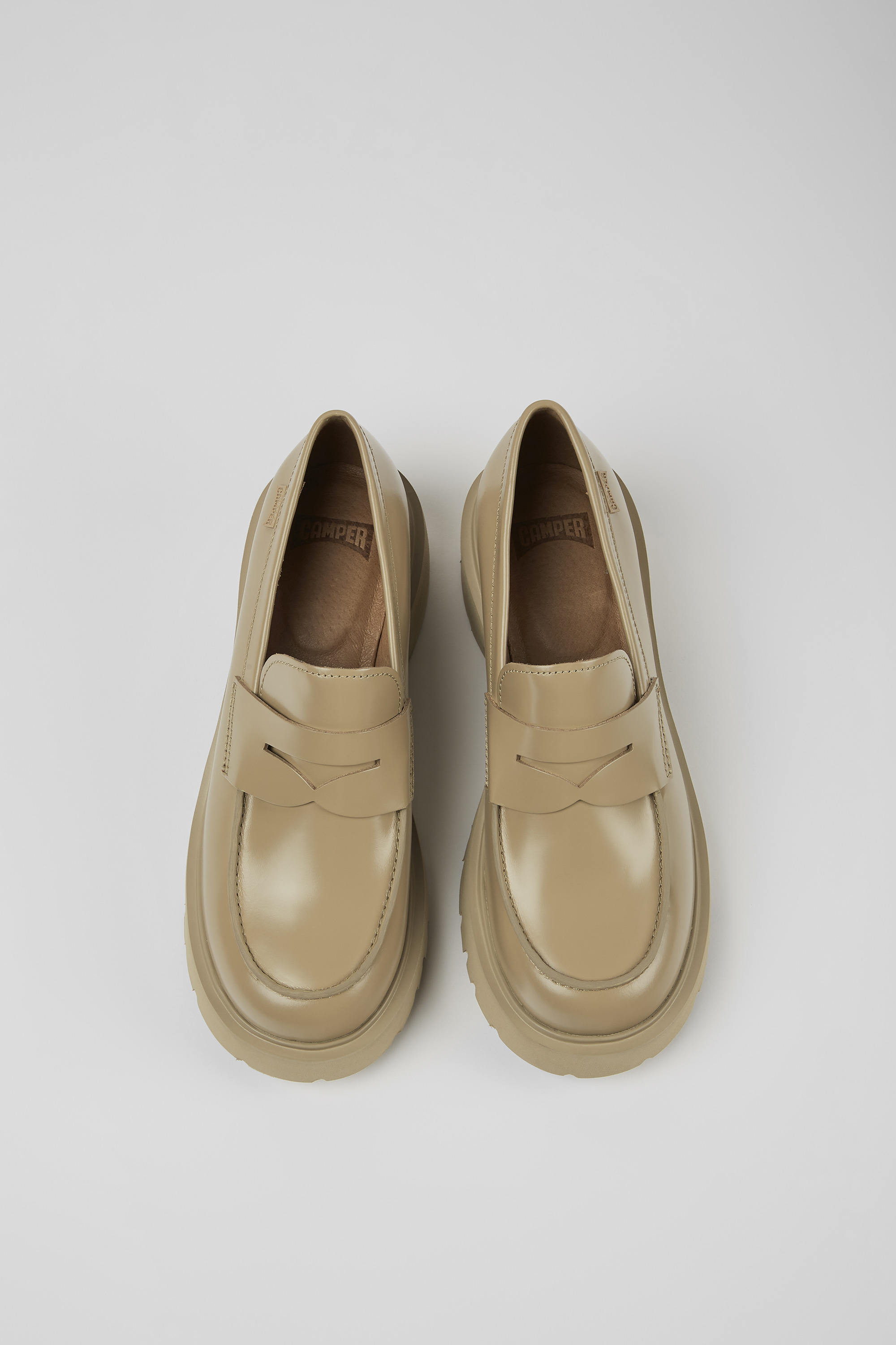 Milah - Beige leather loafers for women