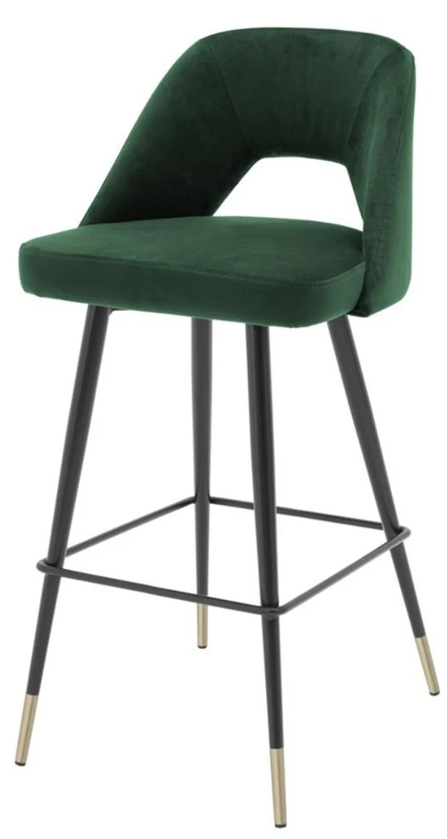 Casa Padrino luxury bar stool green / black 50 x 50 x H. 100 cm - Luxury Bar Stools with Backrest