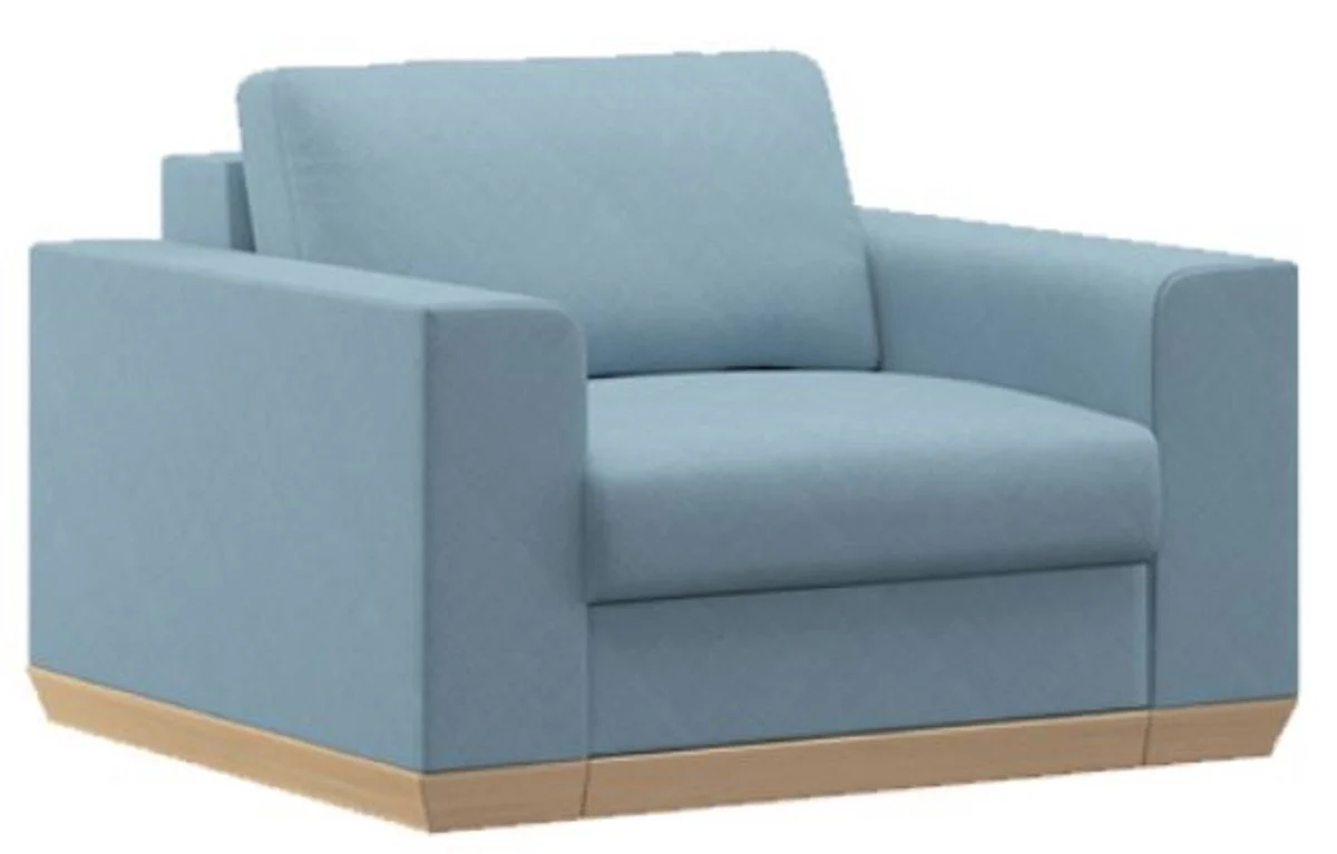 Casa Padrino sill¨®n de sal¨®n azul claro / natural 105 x 100 x A. 80 cm - Muebles de sal¨®n modernos