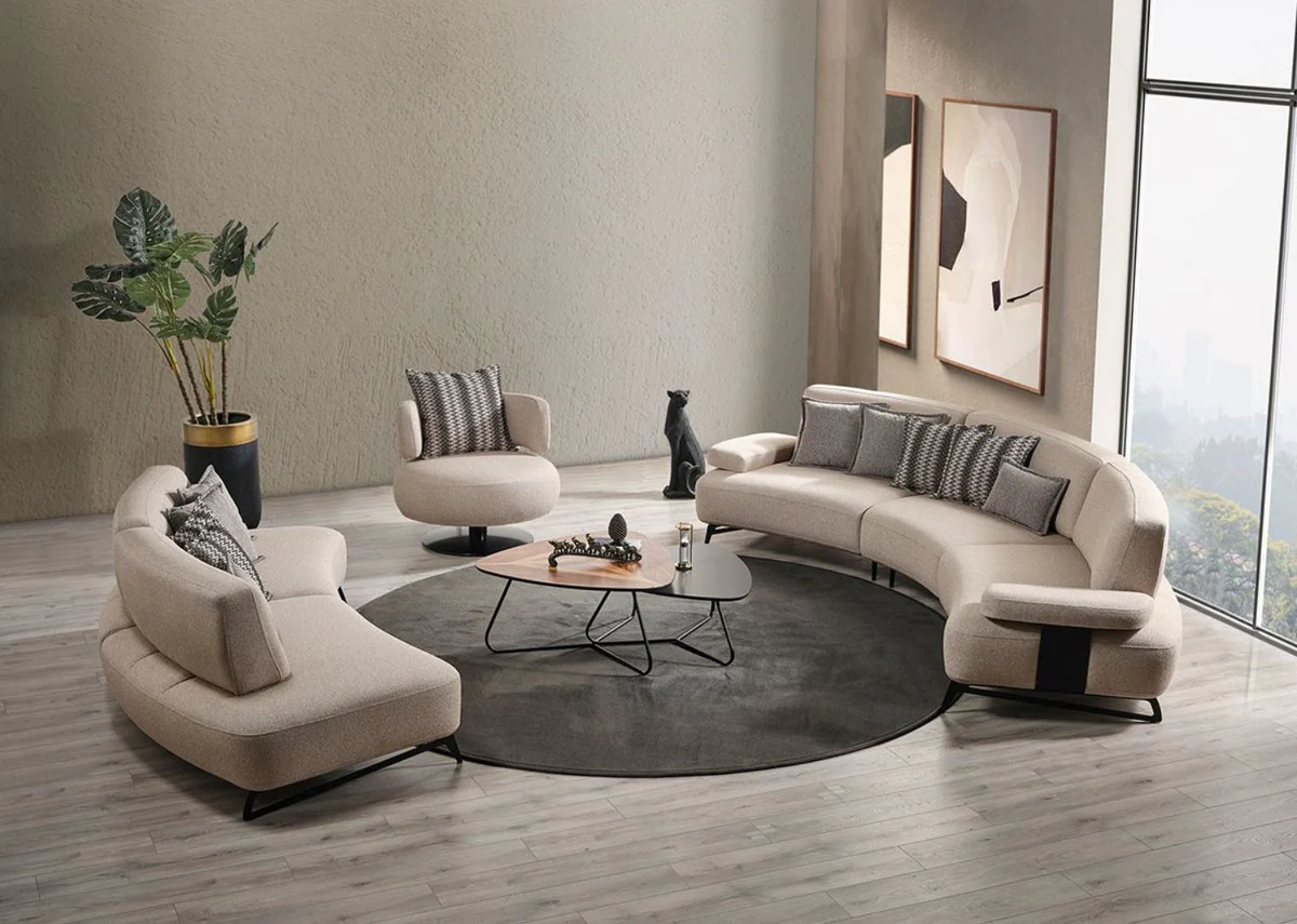 Casa Padrino sof¨¢ de lujo con respaldos regulables beige / negro 240 cm