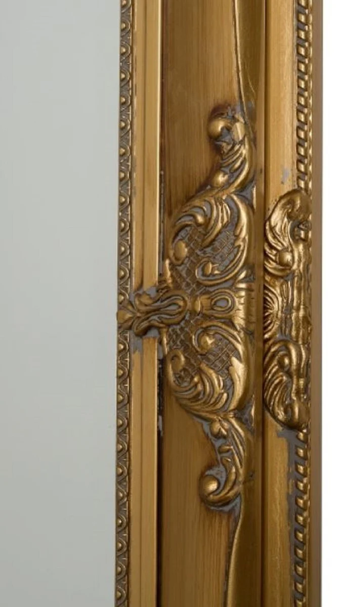 Casa Padrino Espejo de Pared Barroco Oro 72 x H. 132 cm - Espejo Barroco con Marco de Madera y Hermosas Decoraciones