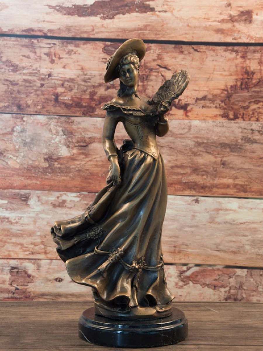 Casa Padrino escultura de bronce art nouveau dama bronce / negro 17 x 12 x A. 33 cm - Escultura de bronce con base de mármol - Accesorios de Decoración Barroco y Art Nouveau