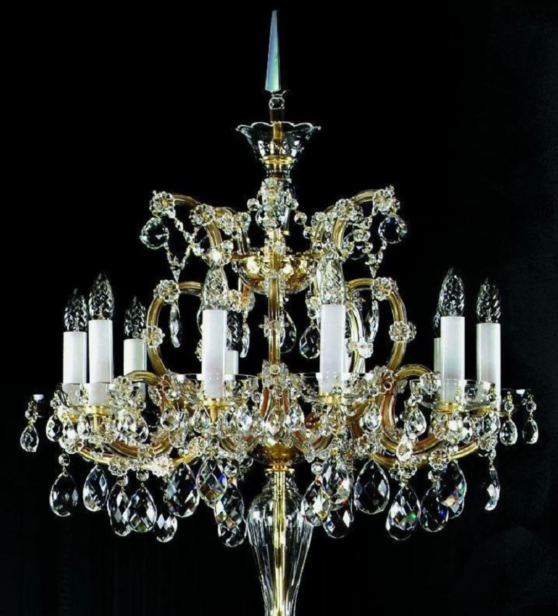 Casa Padrino lámpara de pie de cristal barroco de lujo oro Ø 68 x A. 168 cm - Magnífica lámpara de pie con cristal de Bohemia - Luces de cristal barroco - Calidad de Lujo