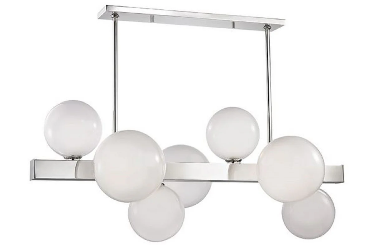 Casa Padrino lámpara colgante LED de lujo plata / blanco 110,5 x 54 x H. 47 cm - Colección de Lujo