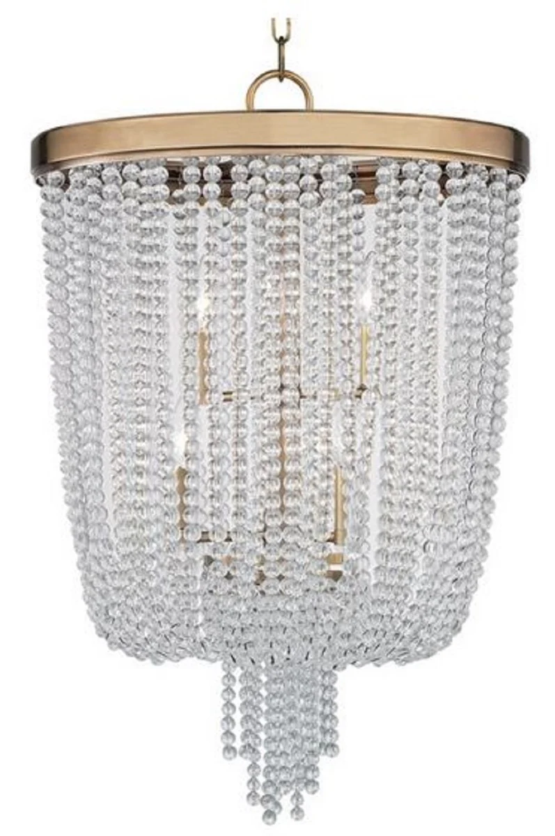 Casa Padrino lámpara colgante de lujo latón antiguo Ø 46,4 x H. 70,5 cm - Lámpara Colgante Redonda con Cristal