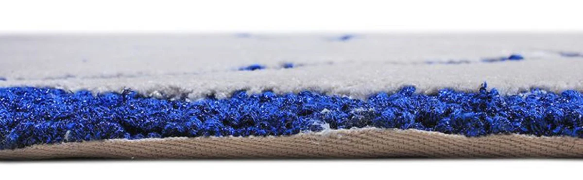 Casa Padrino alfombra de lujo gris / azul 160 x 230 cm - Alfombra rectangular para salón - Alfombra moderna para dormitorio - Interior de lujo - Calidad de lujo