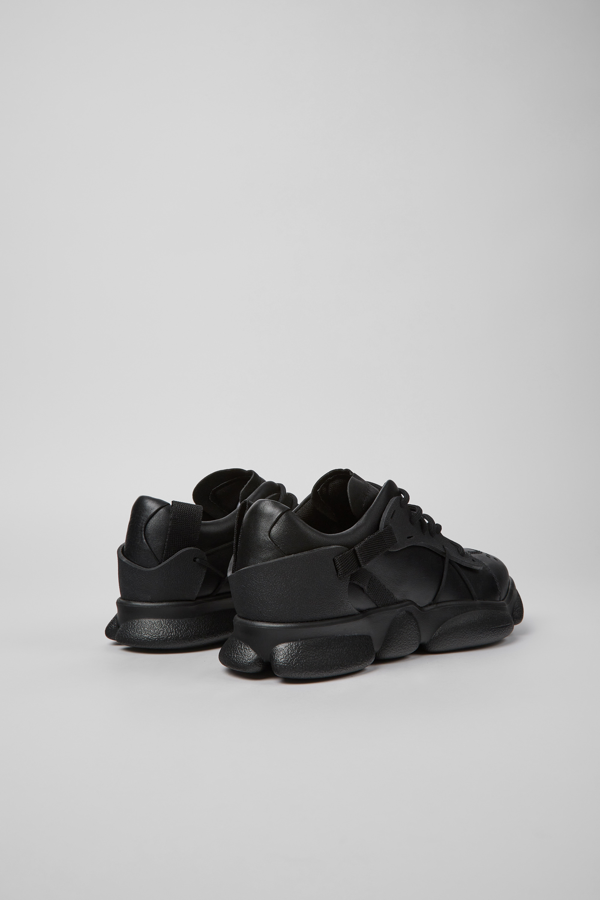 Karst - Black leather and textile sneakers for women