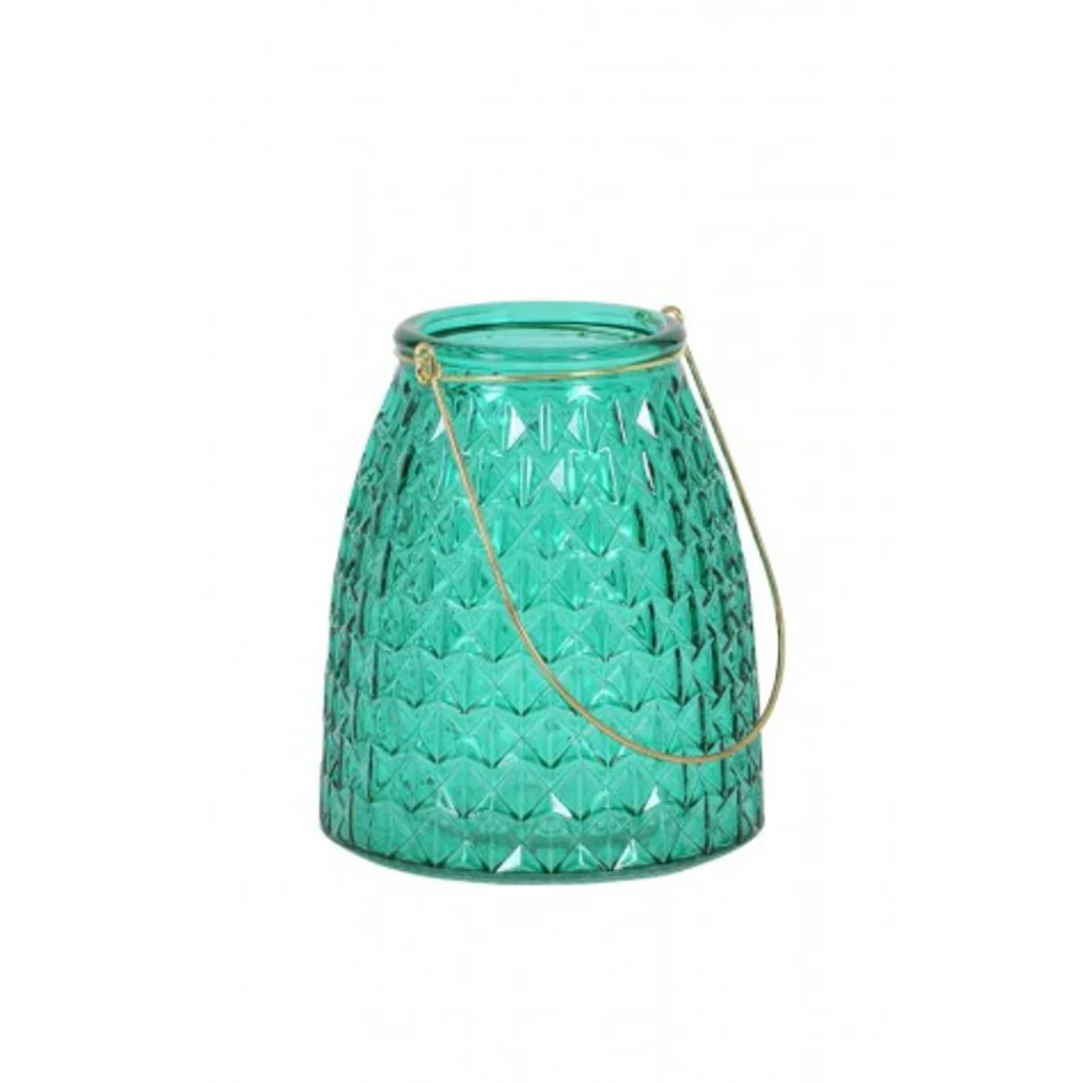 Casa Padrino Glass Tealight Holder Ø13x15 cm - Dark Green / Gold - Tealight candle holder