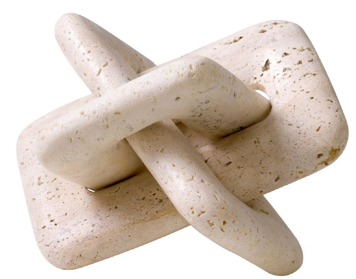 Casa Padrino objeto decorativo de piedra natural travertino de lujo beige 22 x 21,5 x A. 13 cm - Decoración de sala de estar - Decoración de escritorio - Colección de lujo