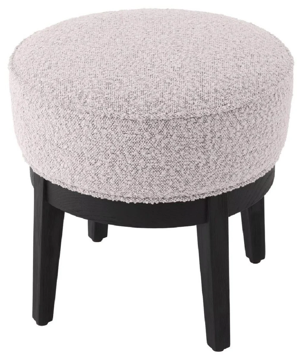 Casa Padrino taburete de lujo gris / negro ? 45,5 x A. 47 cm - Taburete de sal¨®n redondo - Taburete redondo moderno - Muebles de Lujo