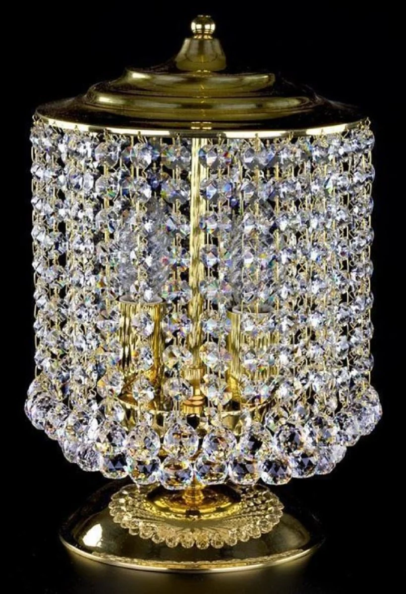 Casa Padrino lámpara de mesa de cristal barroco de lujo oro Ø 20 x A. 34 cm - Magnífica lámpara de taburete con cristal de Bohemia - Luces de cristal barroco