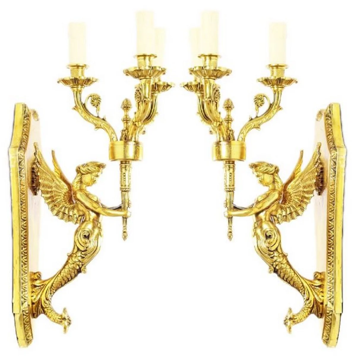 Casa Padrino conjunto de candelabro de pared barroco oro 20 x 20 x H. 50 cm - Accesorios de Decoraci¨®n Barroco