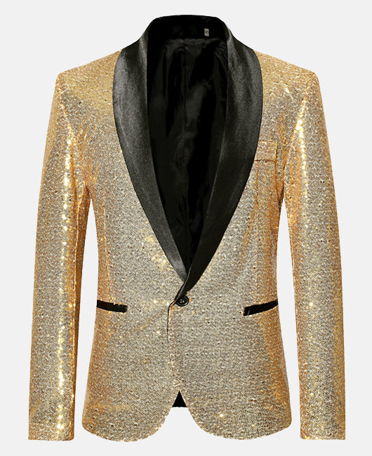 Glamorous Plain Allover Sequin Lapel Collar Blazer
