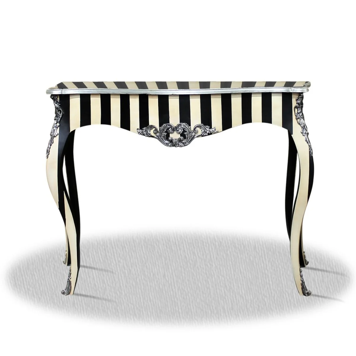 Casa Padrino baroque console black white silver 100 x 40 x H. 85 cm - Luxury Console