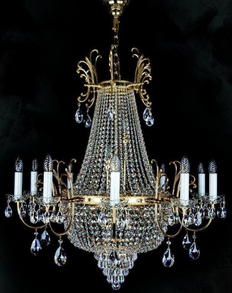 Casa Padrino araña de luces de cristal barroco de lujo oro Ø 100 x A. 105 cm - Magnífica lámpara de araña de latón con cristal de Bohemia - Noble & Magnificent