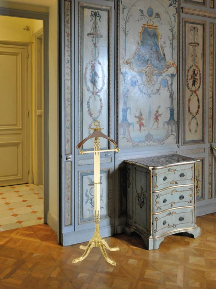 Casa Padrino perchero barroco de lujo blanco / oro / plata / marr¨®n 40 x 40 x A. 133 cm - Perchero de lat¨®n noble - Perchero de Hotel Barroco