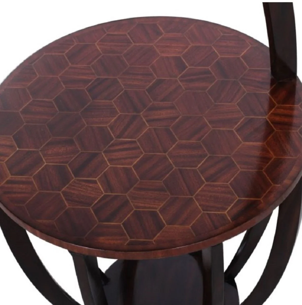 Casa Padrino mesa auxiliar de lujo marrón oscuro / marrón Ø 50 x H. 88 cm - Mesa de Bebidas Pequeña con Asa