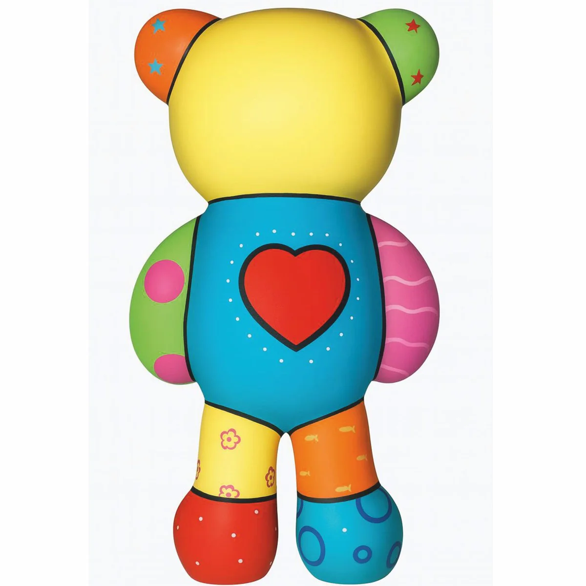 Casa Padrino figura decorativa oso de peluche coraz¨®n colorido A. 46 cm - Escultura Decorativa