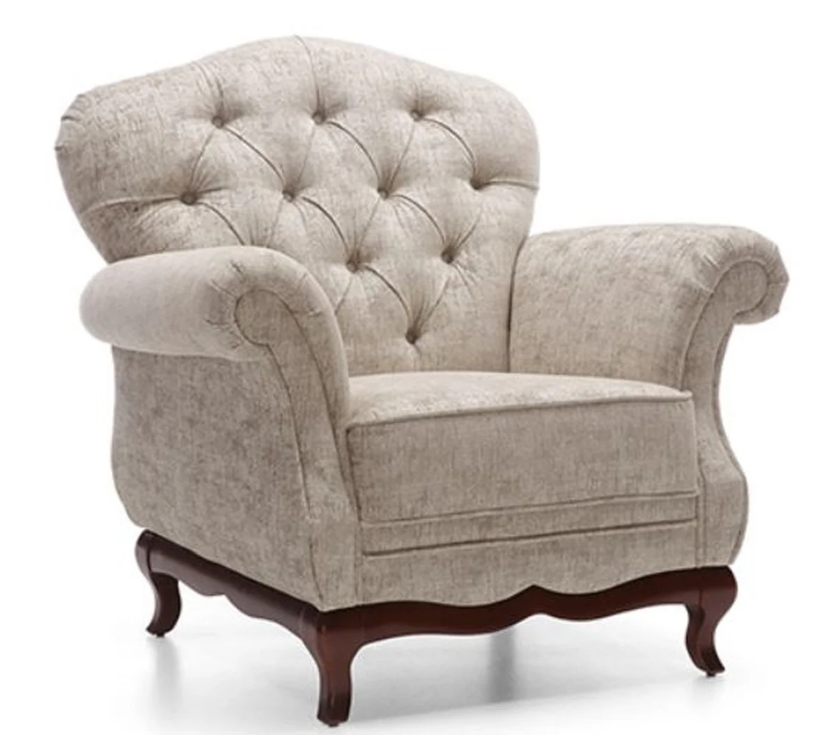 Casa Padrino Sill¨®n para Sala de Estar Art Deco de Lujo Chesterfield Greige / Marr¨®n Oscuro 99 x 90 x H. 98 cm - Muebles de Sala