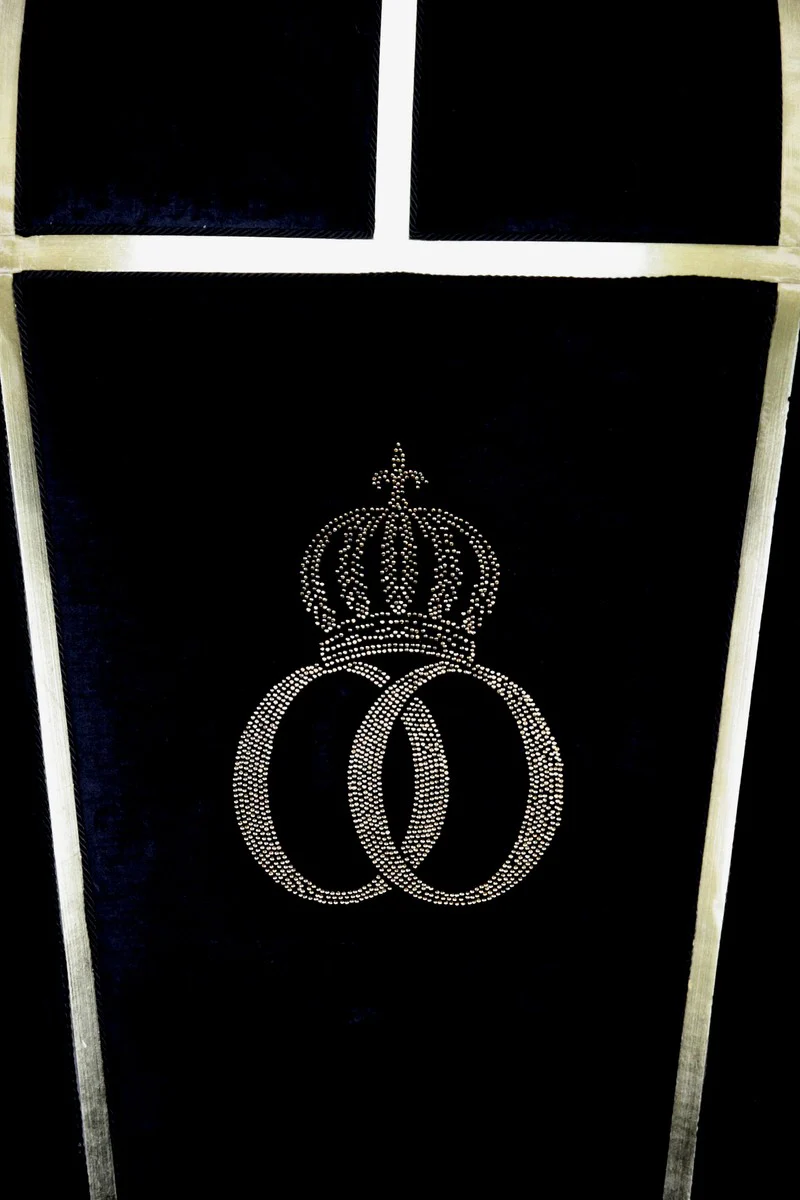 Pompöös en globo de lujo Casa Padrino sillón barroco Negro / oro con brillante corona - sillón Pompööser barroca diseñada por Harald Glööckler