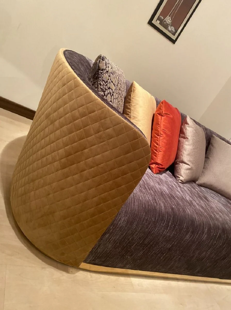 Casa Padrino sof¨¢ de lujo p¨²rpura / beige / marr¨®n oscuro / oro - Sof¨¢ de sala de estar - Sof¨¢ de hotel - Muebles de lujo