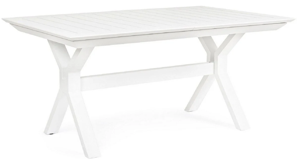 Casa Padrino mesa de jardín de lujo blanco 180-240 x 100 x A. 76 cm - Mesa de comedor extensible de aluminio con recubrimiento en polvo - Mesa de jardín y terraza - Muebles de jardín y terraza