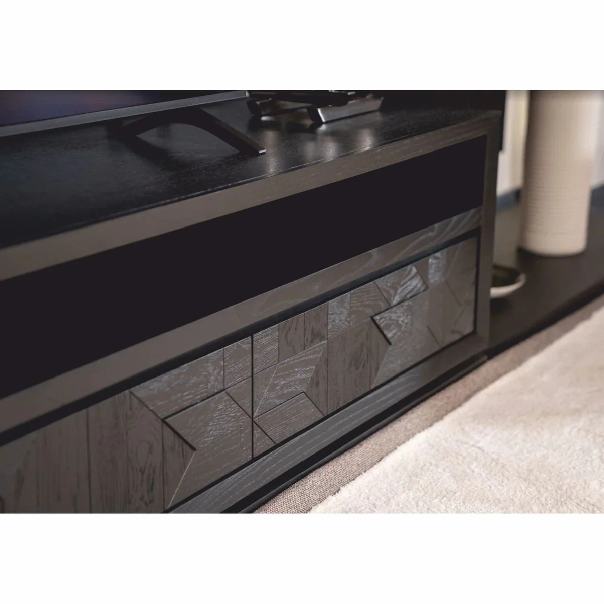 Casa Padrino gabinete de TV de lujo con 3 cajones negro 226 cm - Muebles de sal¨®n y hotel