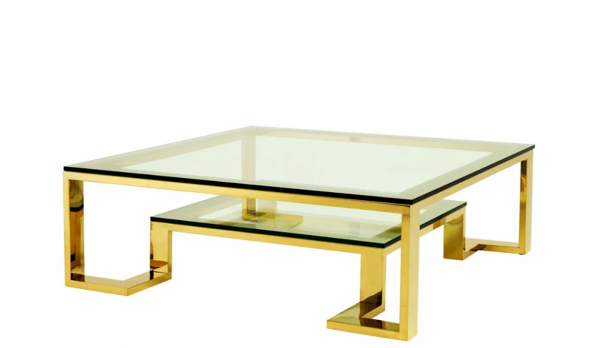 Casa Padrino Art Deco luxury coffee table gold 120 x 120 x H. 40 cm - living room coffee table - Luxury Hotel Furniture