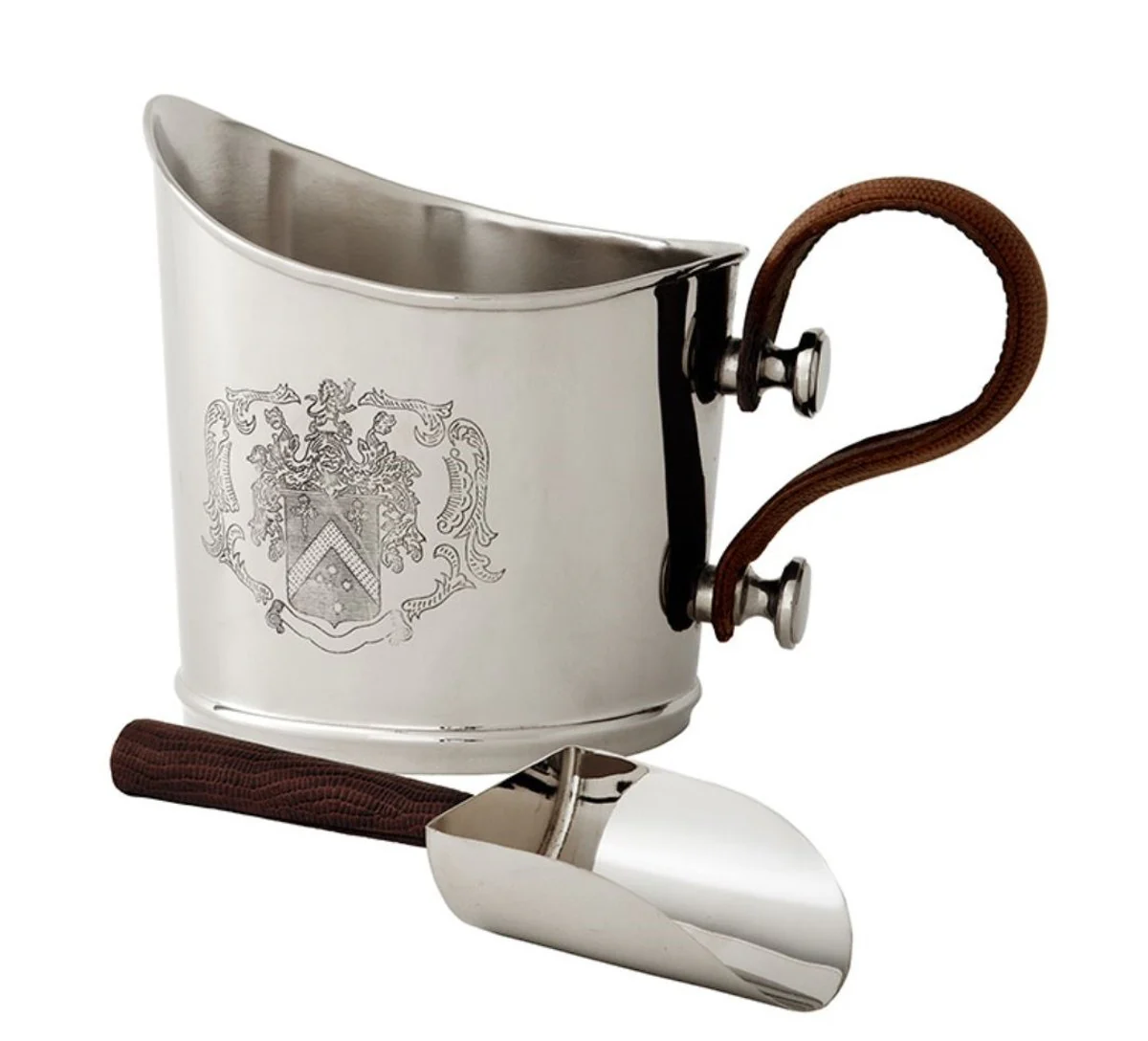 Casa Padrino balde de hielo con pala de lujo plata / marr¨®n 24 x 15 x H. 18 cm - Accesorios para Hoteles y Restaurantes