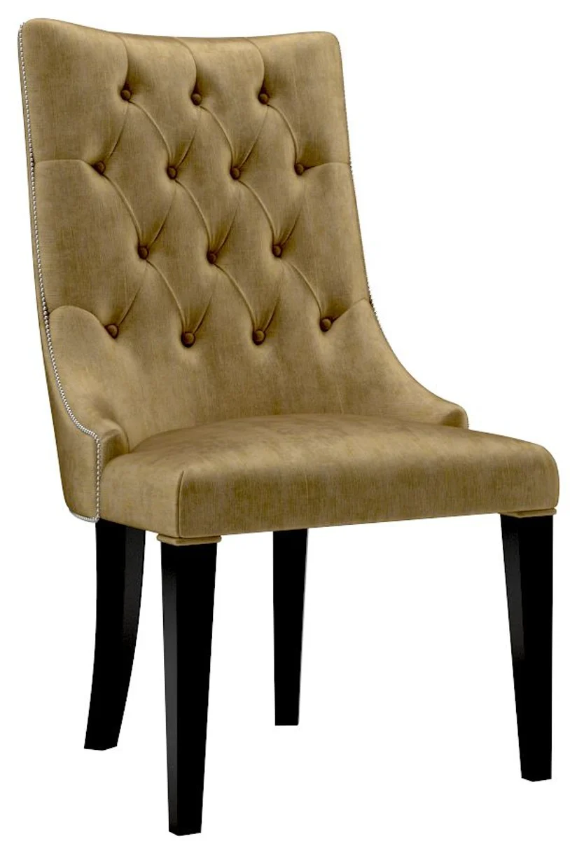 Casa Padrino conjunto de sillas de comedor barroco de lujo oro / negro / plata 54 x 55 x A. 110 cm - Nobles sillas de cocina con tela de terciopelo - Conjunto de 6 sillas barrocas - Muebles de Comedor