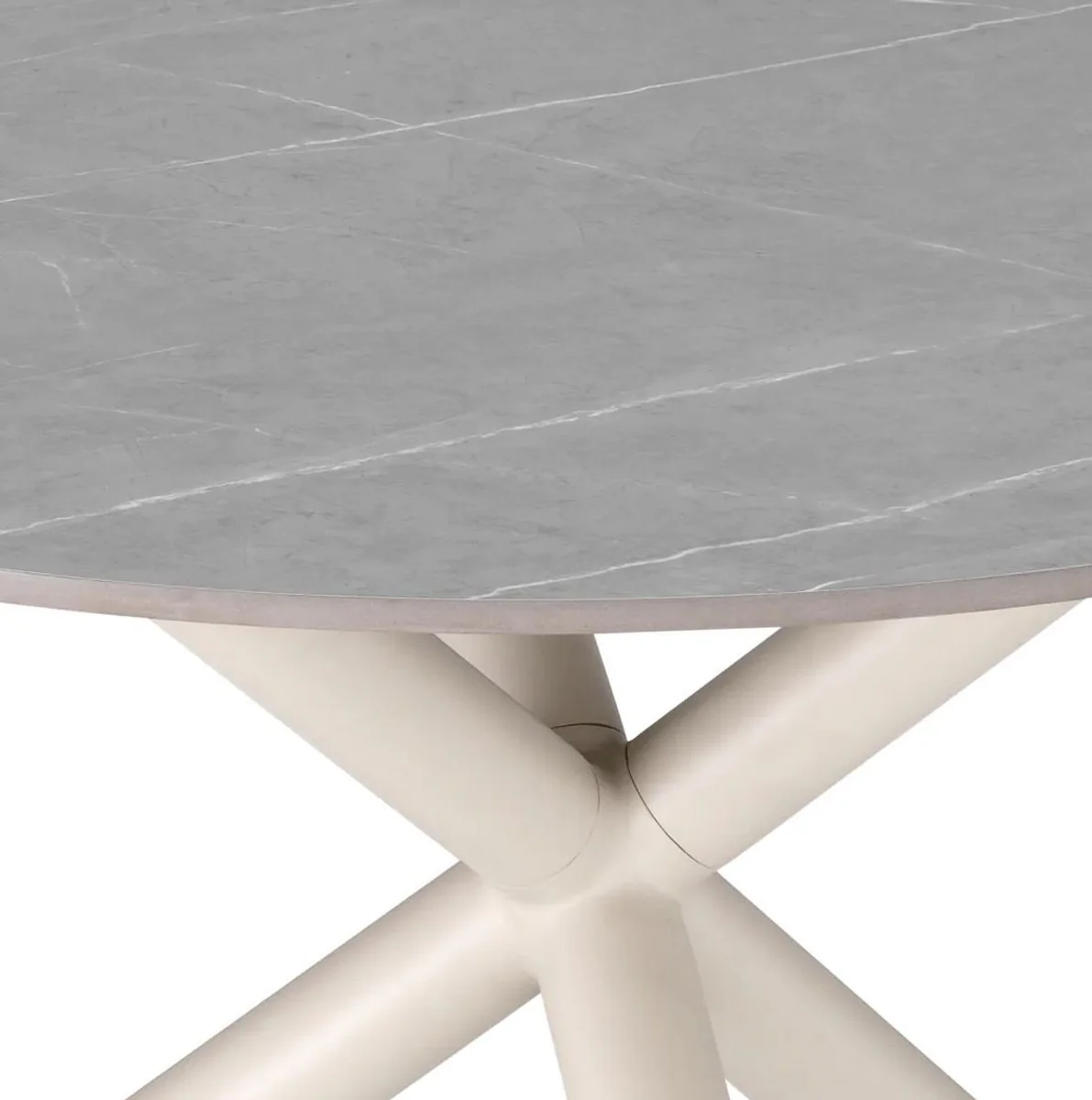 Casa Padrino mesa de jard¨ªn de lujo gris / arena ? 130 x A. 74,5 cm - Mesa de jard¨ªn redonda con tablero de cer¨¢mica - Muebles de jard¨ªn y terraza - Muebles de exterior de lujo